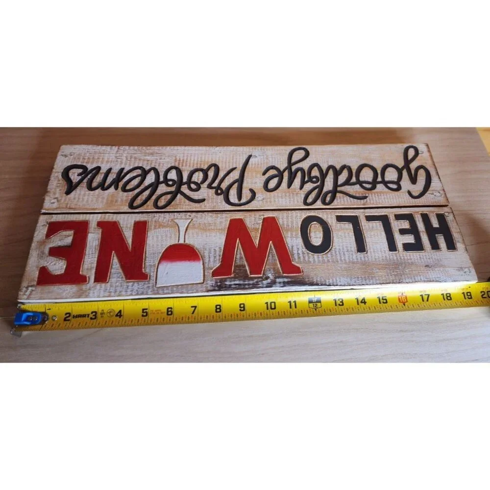 Hello Wine Goodbye Problem Wall Decor Plaque Great For Wine Bar, Wine Lover Gift